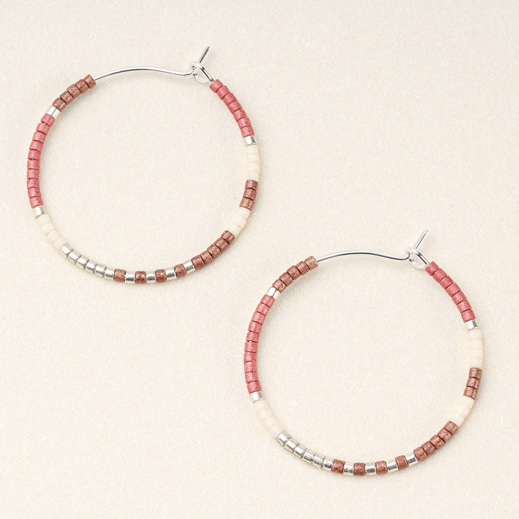 Scout Curated Wears - Wholesale Hoop Earrings - Chromacolor Miyuki Small Hoop - Blush Multi/Silver0