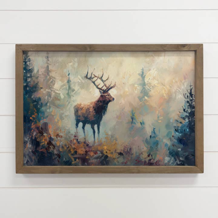 Buck Deer Abstract Painting - Man Cave Canvas Art - Framed for wholesale by Hangout Home