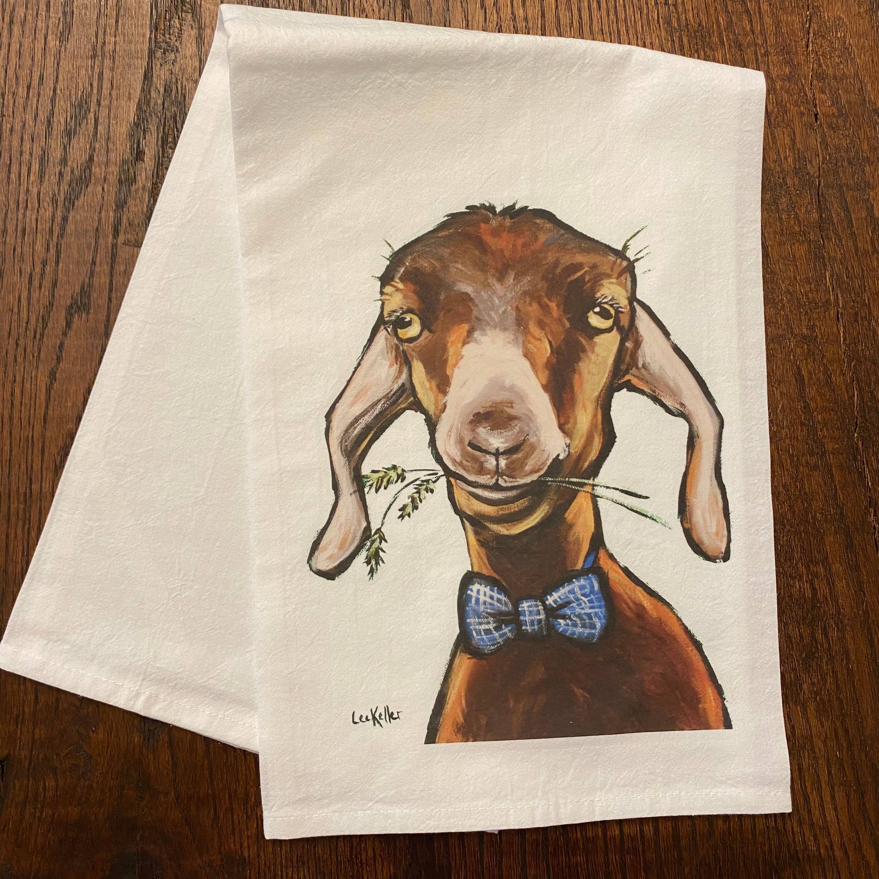 Hippie Hound Studios - Vente Torchons - Serviette de sac à farine de chèvre, décoration de ferme, torchon de chèvre5