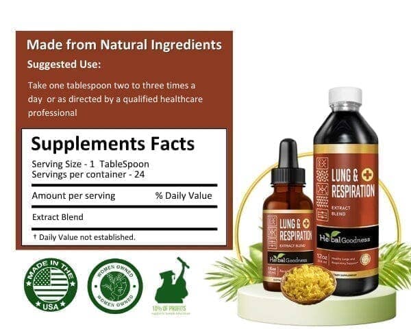 Herbal Goodness - Wholesale Oral Supplement/Vitamin - Lung & Respiration Liquid Supplement 1oz3