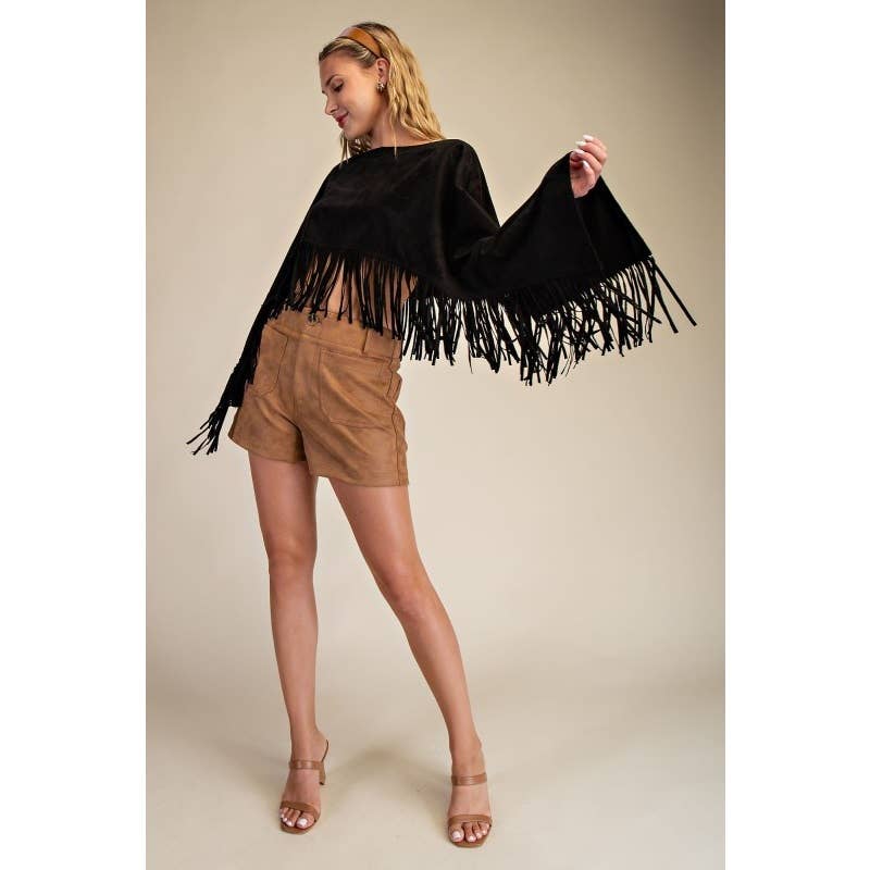 Upmost - Wholesale Jacket - Women's - Women Suede Fringe Cape3