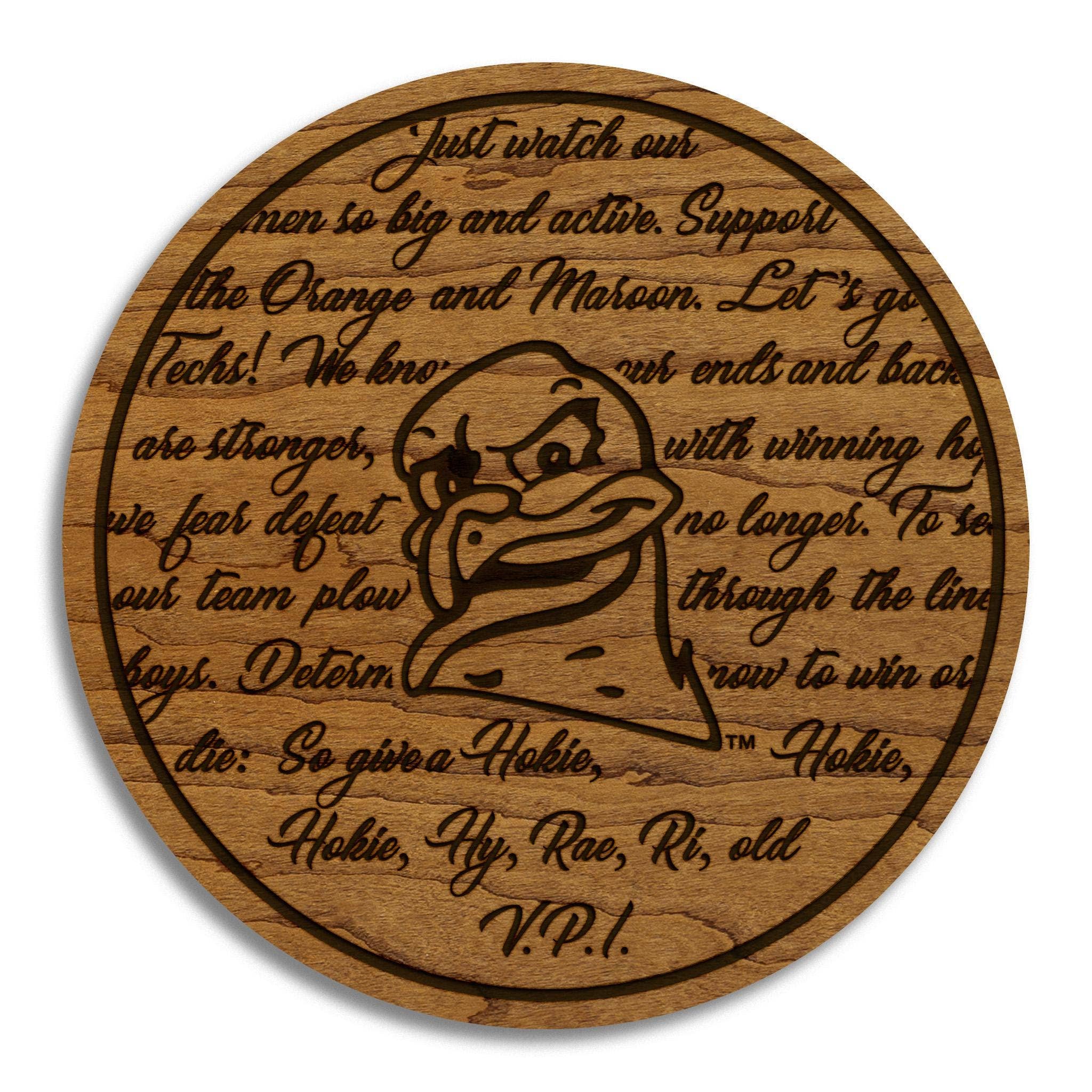 LazerEdge - Wholesale Coasters - Virginia Tech University Fight Song Coaster – Crafted from Cherry or Maple Wood – Virginia Tech Hokies4