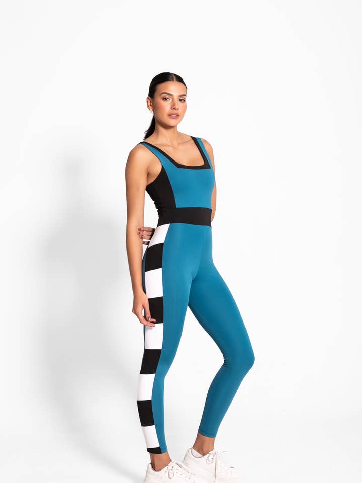 ENTERIZO /AQUA NOIR ET GRIS CLAIR pour la vente par Diamond Activewear