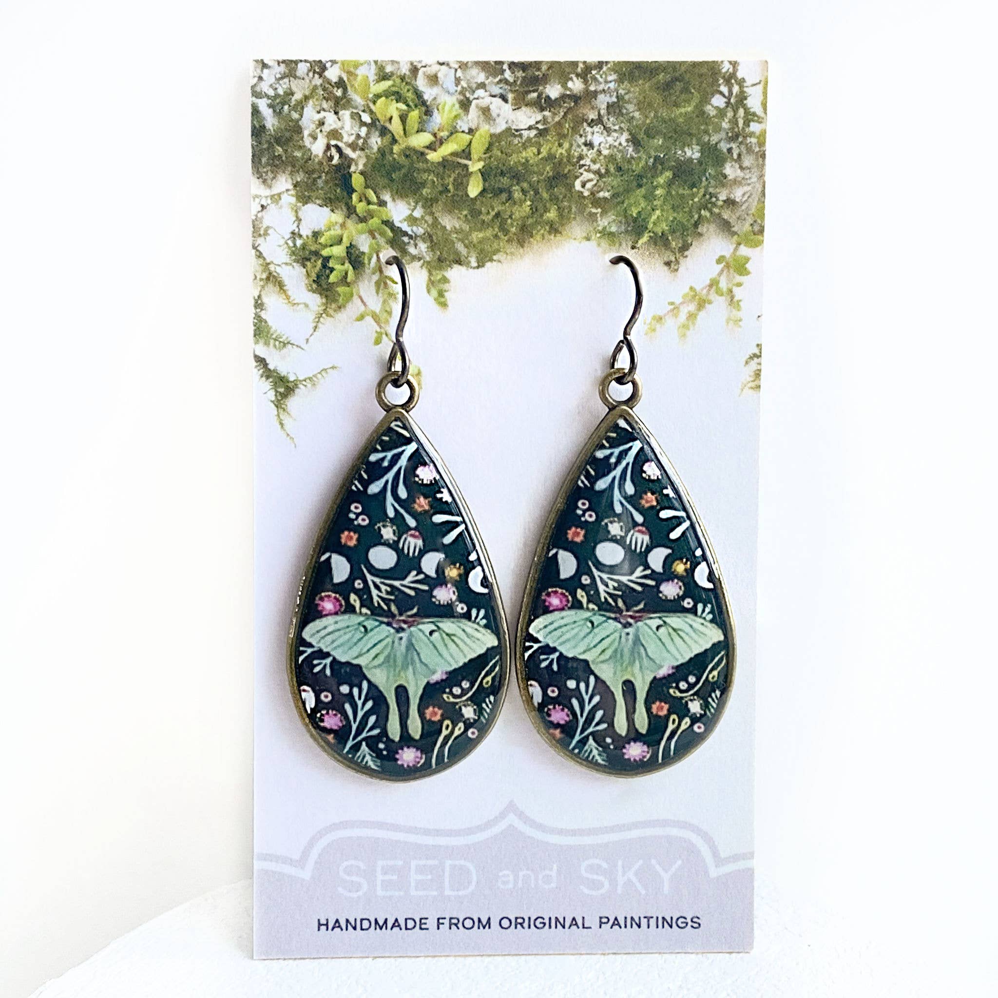 Seed and Sky - Wholesale Dangle Earrings - Luna Moth Teardrop Earrings1