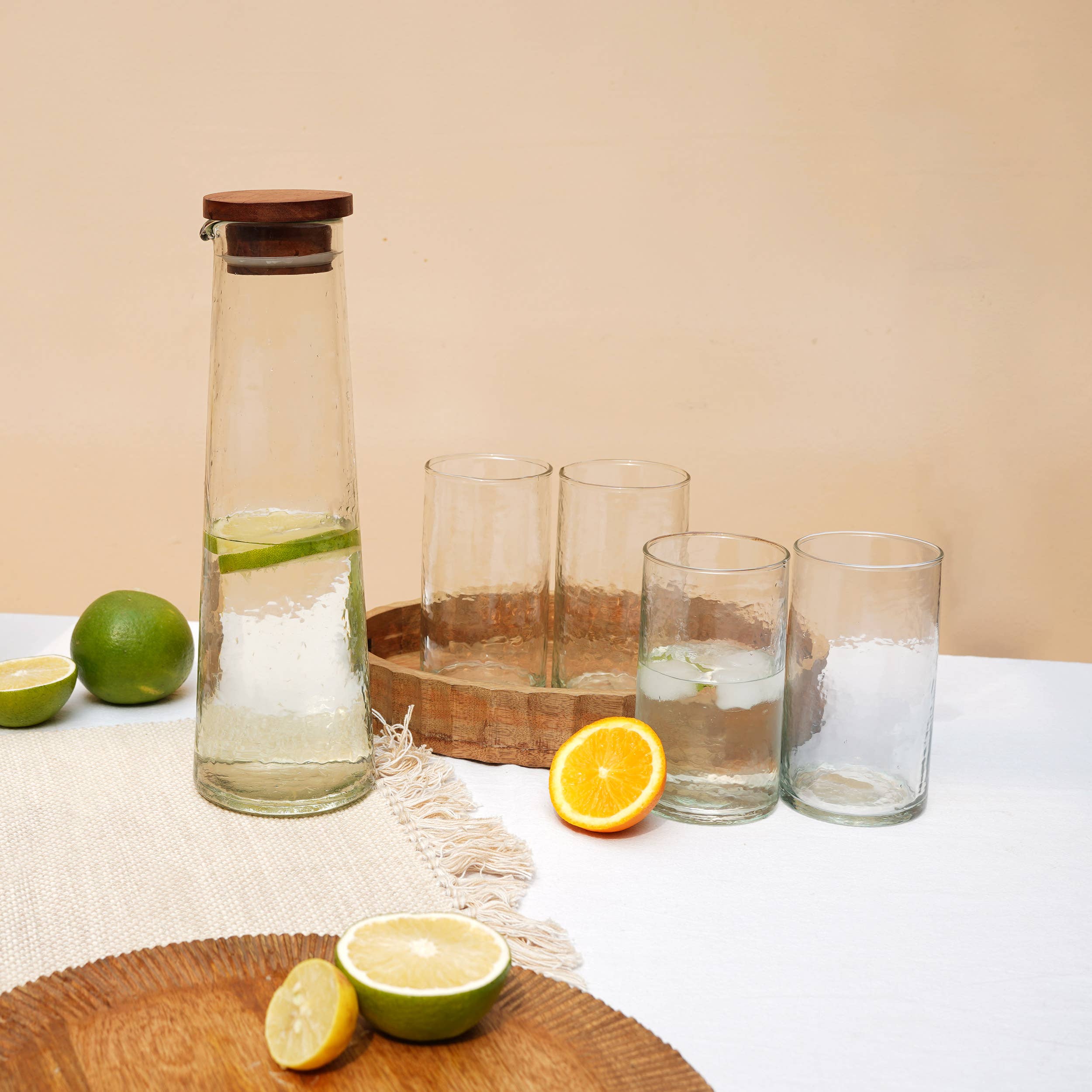 Casa Amarosa - Wholesale Carafe - Handcrafted Hammered Glass Carafe4