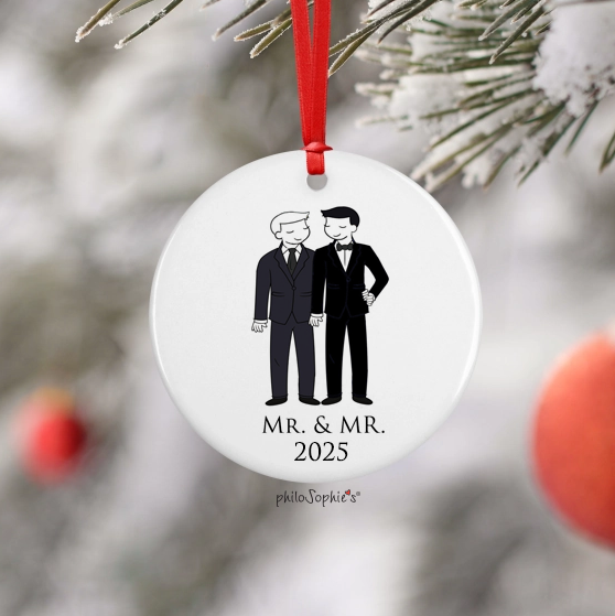 philoSophie's Stationery & Gifts - Wholesale Ornamentset - 2025 Bruiloft Ontwerp Kerstornamenten/6 van elk Getrouwd5