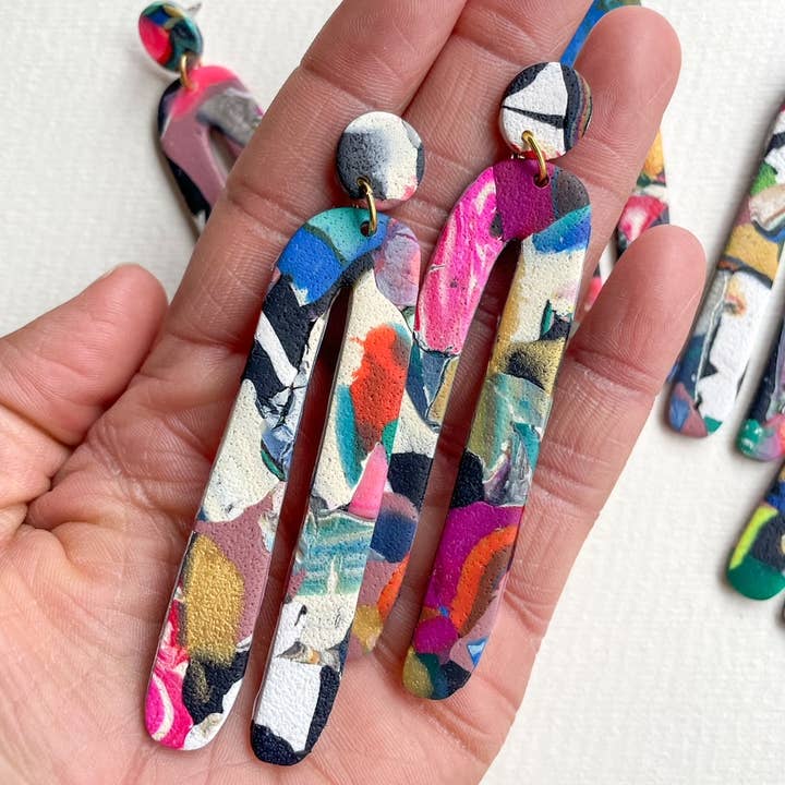 Noble Fawn Jewelry - Wholesale Dangle Earrings - Long Multi Colored Arches1