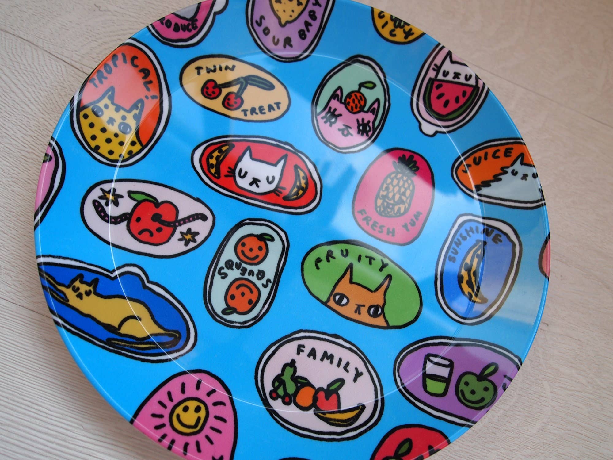 I LIKE CATS – wholesale Disposable plate – Cat Fruit Illustrated Plastic Snack Plate8