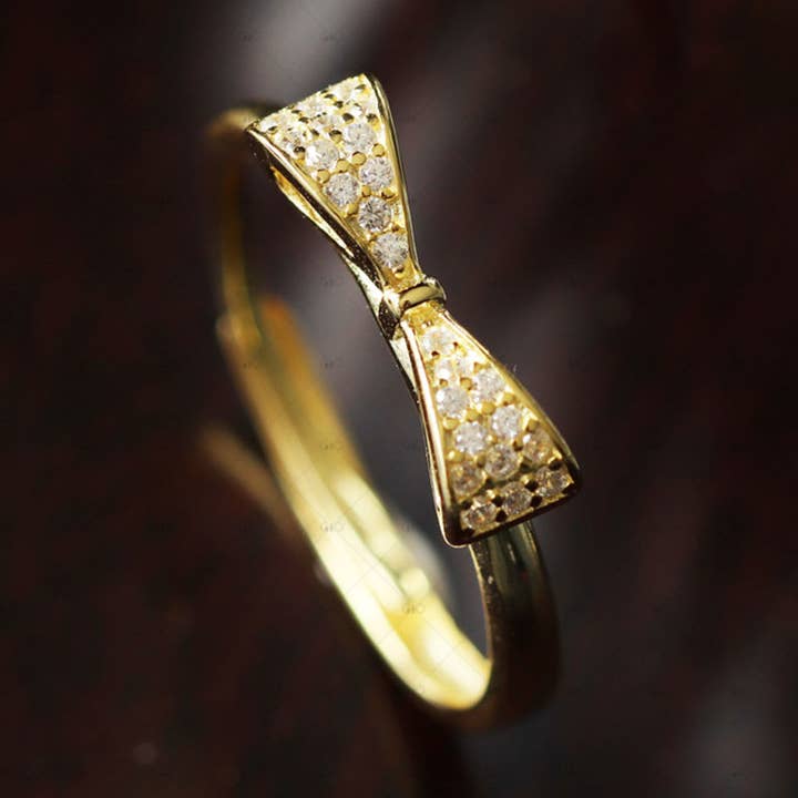 S925 Silver Bow Shape Sparkling Zircon Ring for wholesale by Gioiellin - S925 Silver Jewelry