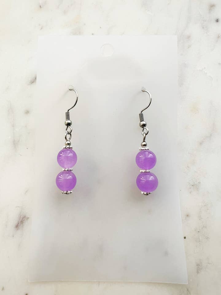 Lila Glöd Vintage Glas Pärlörhängen för wholesale av Carmen Miller Jewellery