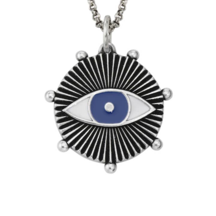 Evil Eye Enamel Medallion Charm for wholesale by Florin Arte Jewelry