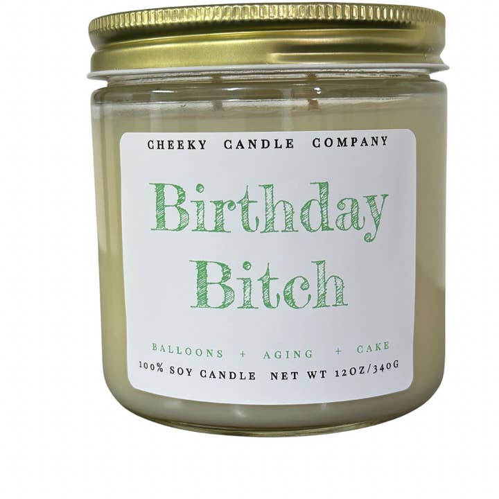 Birthday Bitch Soy Candle, 12 oz for wholesale by Hayden Rowe Candle Co.