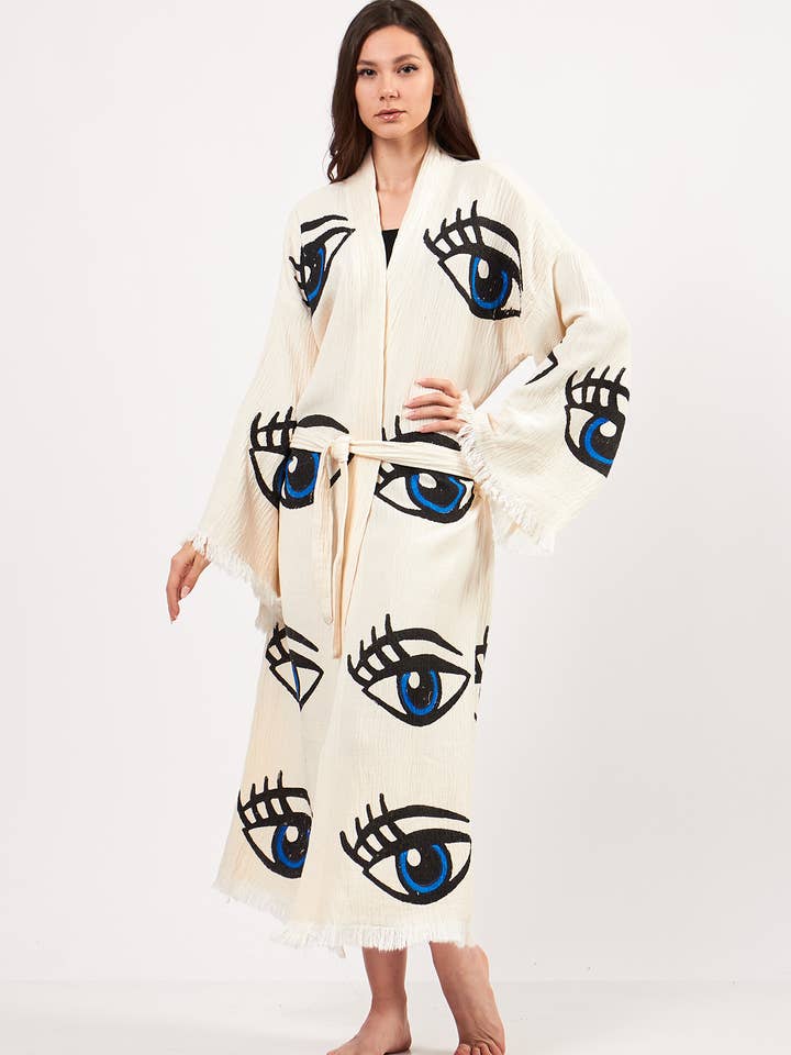 Yaz Concepts – wholesale Kimono – Women's – Eye Print Bathrobe | Festival Kimono | Evil Eye Clothing2