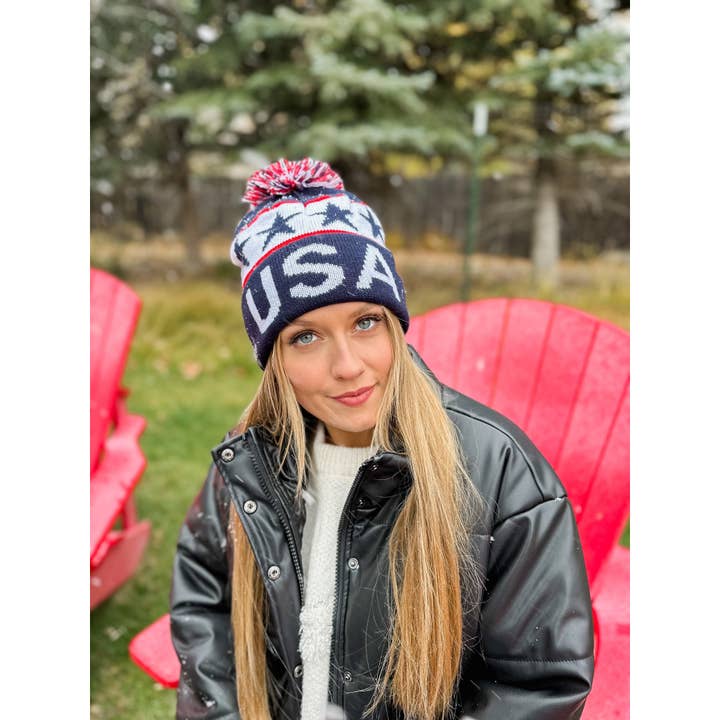 USA Knit Pom C.C Beanie HAT3902 for wholesale on Faire