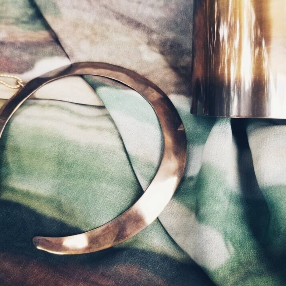 Bisjoux - Wholesale Pendant/Charm Necklace - Waning Moon large brass hand hammered brass Pendant necklace0