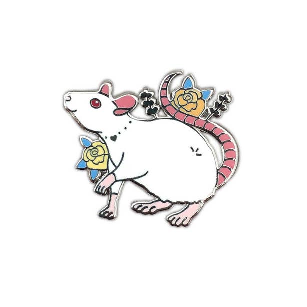 White Rat Enamel Pin for wholesale by The Crowned Rabbit