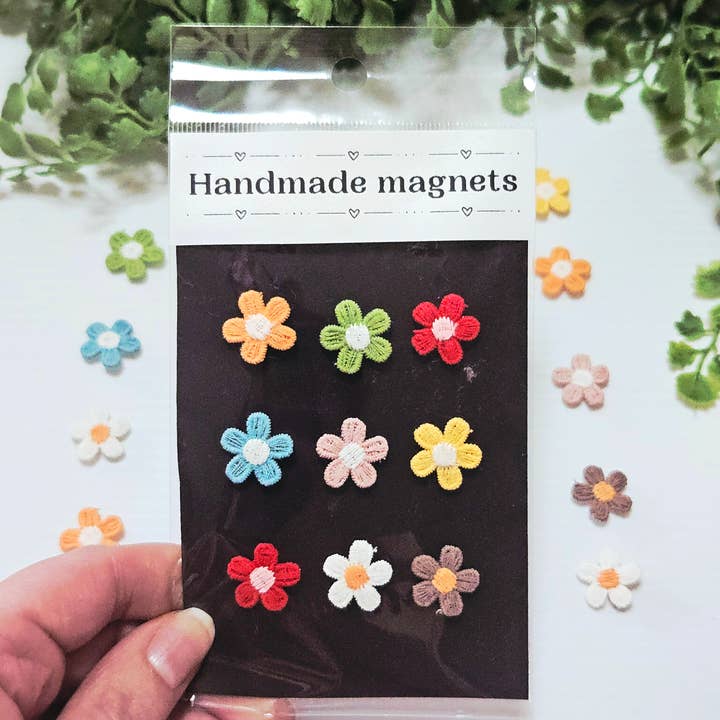 Handmade mini flower magnets. Set of 6. Retail packaged. for wholesale by Cord + Quartz