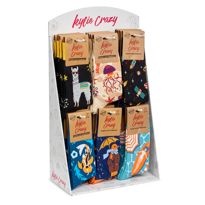 Fun socks Pack 72 pairs + gift display for wholesale by KYLIE CRAZY