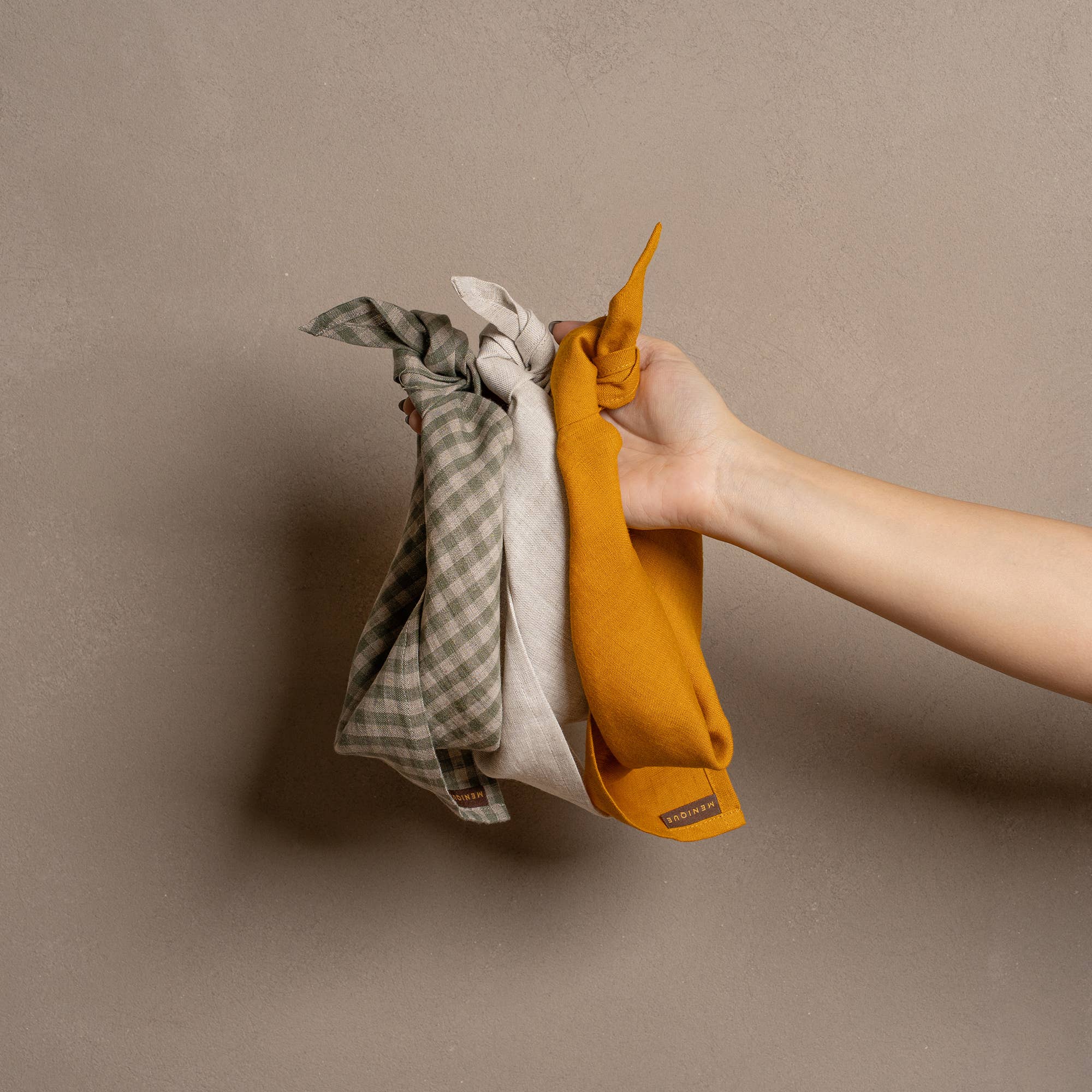 menique - Vendita all'ingrosso Bandana - Donna - Bandana triangolare unisex in lino6