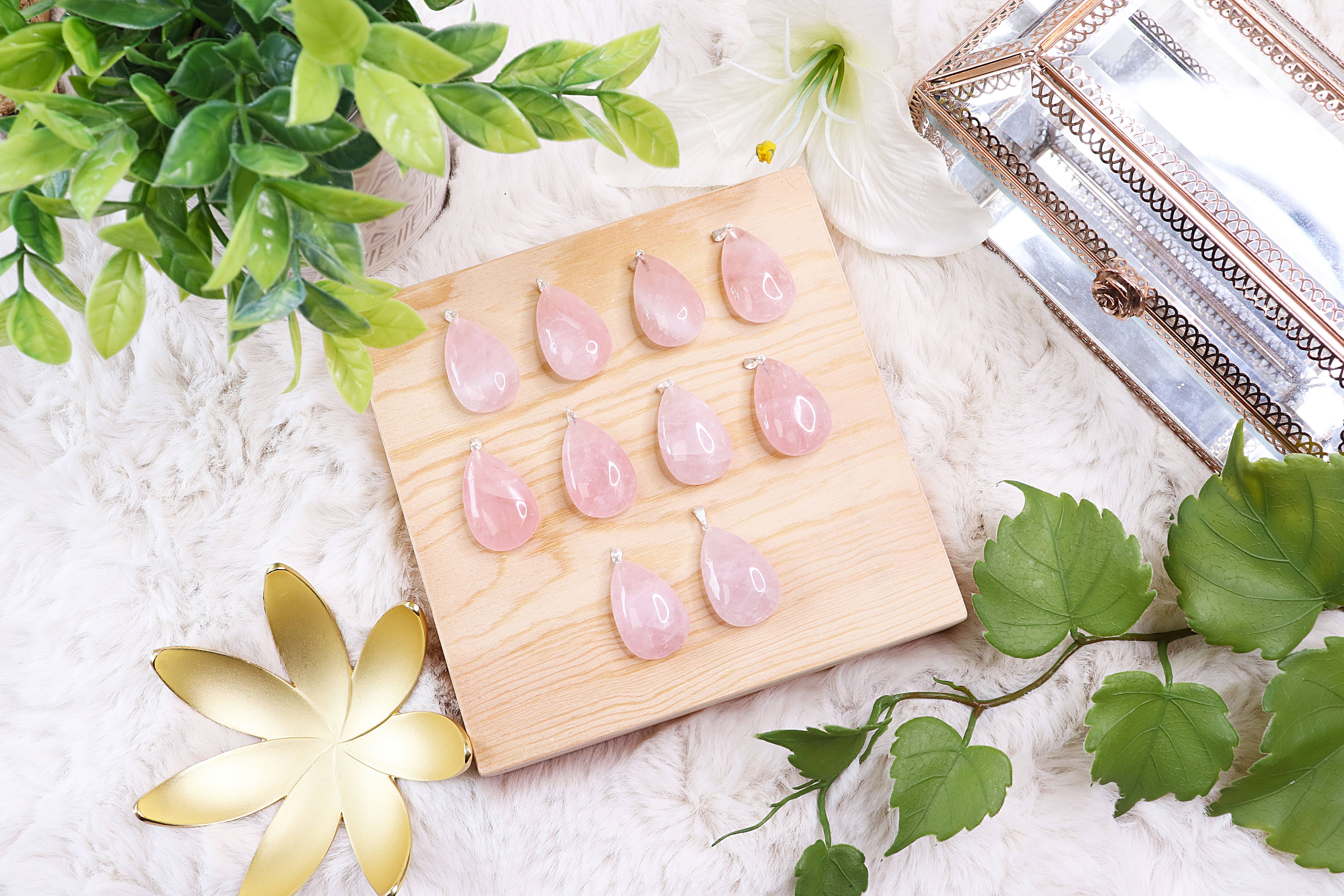 Natures Artifacts Inc - Wholesale Individual Charm/Pendant - Rose Quartz Teardrop Pendants - Rose Quartz Jewelry6