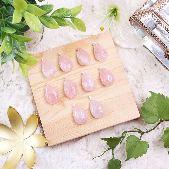 Natures Artifacts Inc - Wholesale Individual Charm/Pendant - Rose Quartz Teardrop Pendants - Rose Quartz Jewelry6