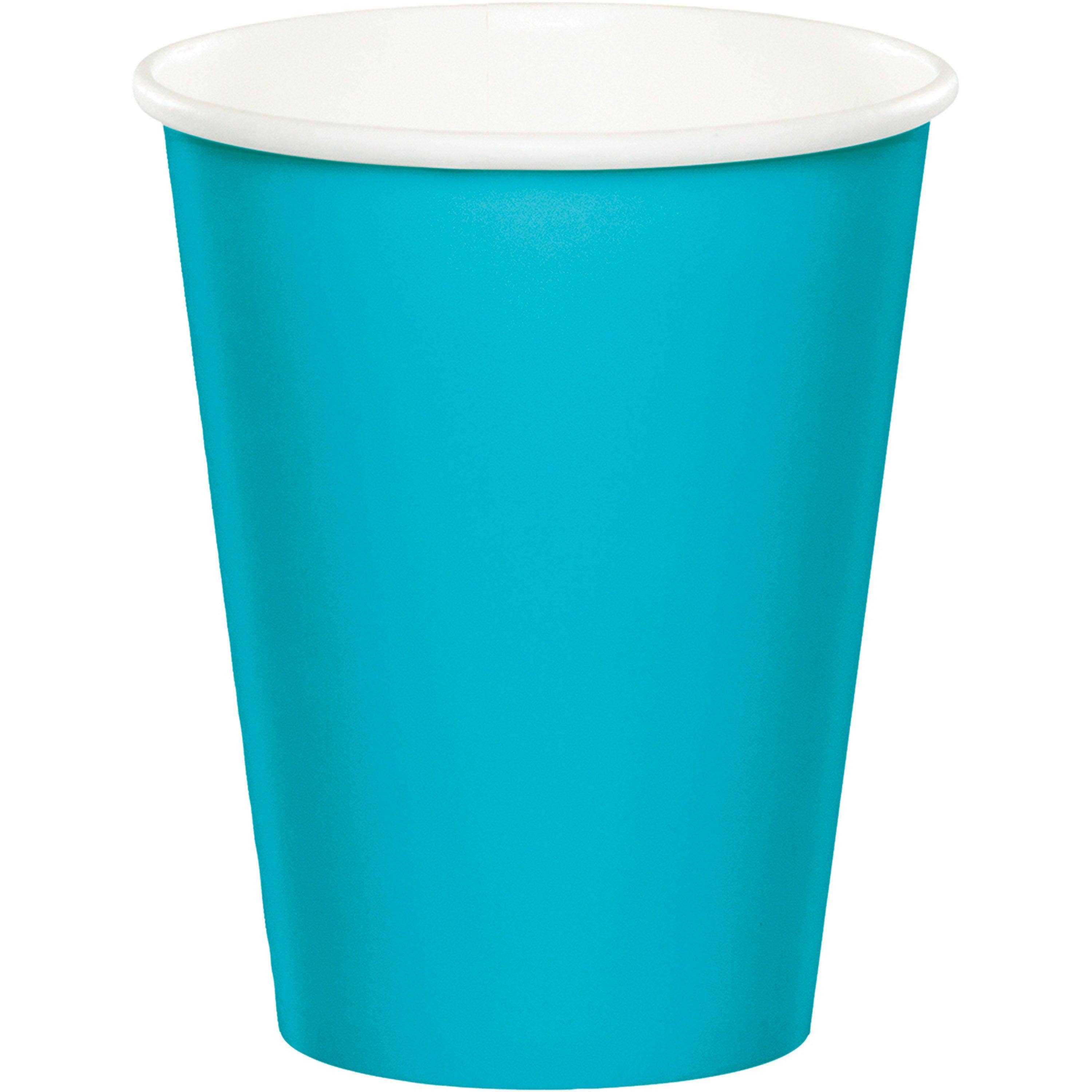 KT Supply - Wholesale Disposable Cup - 9 oz Hot/Cold Paper Cups Bermuda Blue, Case of 2400