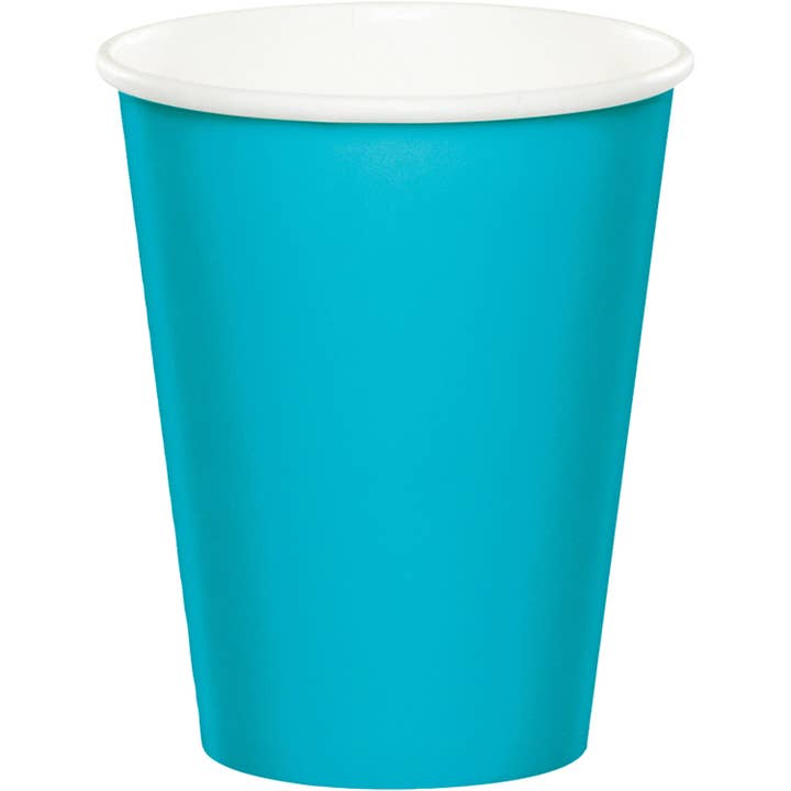 KT Supply - Wholesale Disposable Cup - 9 oz Hot/Cold Paper Cups Bermuda Blue, Case of 240