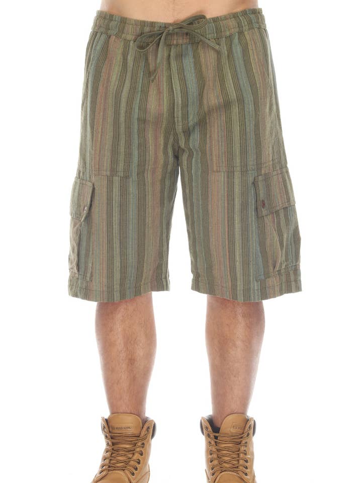 Lakhays Collection Inc. - Wholesale Shorts – Men's - Stripe Cotton Cargo Pocket Shorts0
