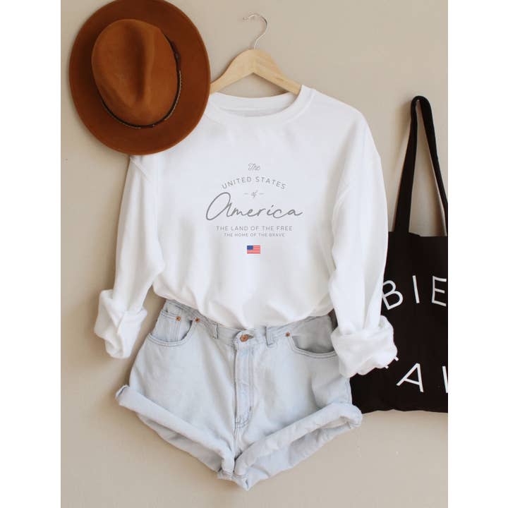 Felpa grafica con bandiera degli Stati Uniti d'America in misto pesante per la vendita all'ingrosso da parte di PINK NABI