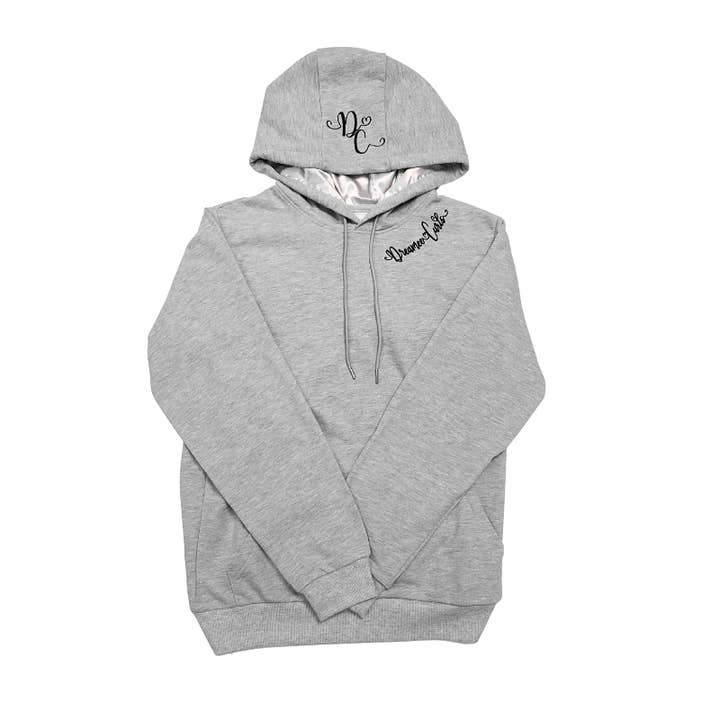 Sudadera con Capucha Forrada de Satén Dreamee Curls Gris para venta al por mayor de Luxury Hair Products