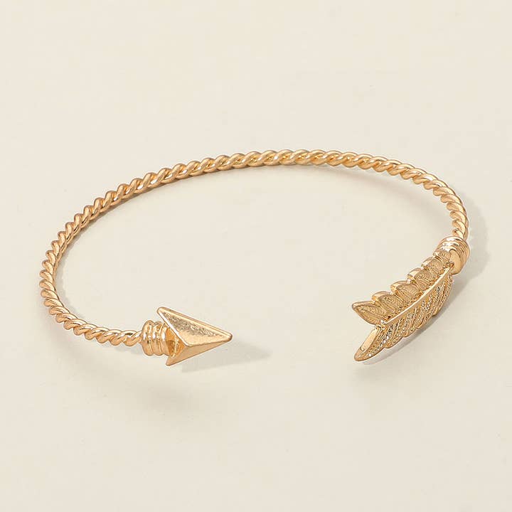 Feathered Arrow Twisted Wire Cuff Bracelet for wholesale by Sensibling Corp.