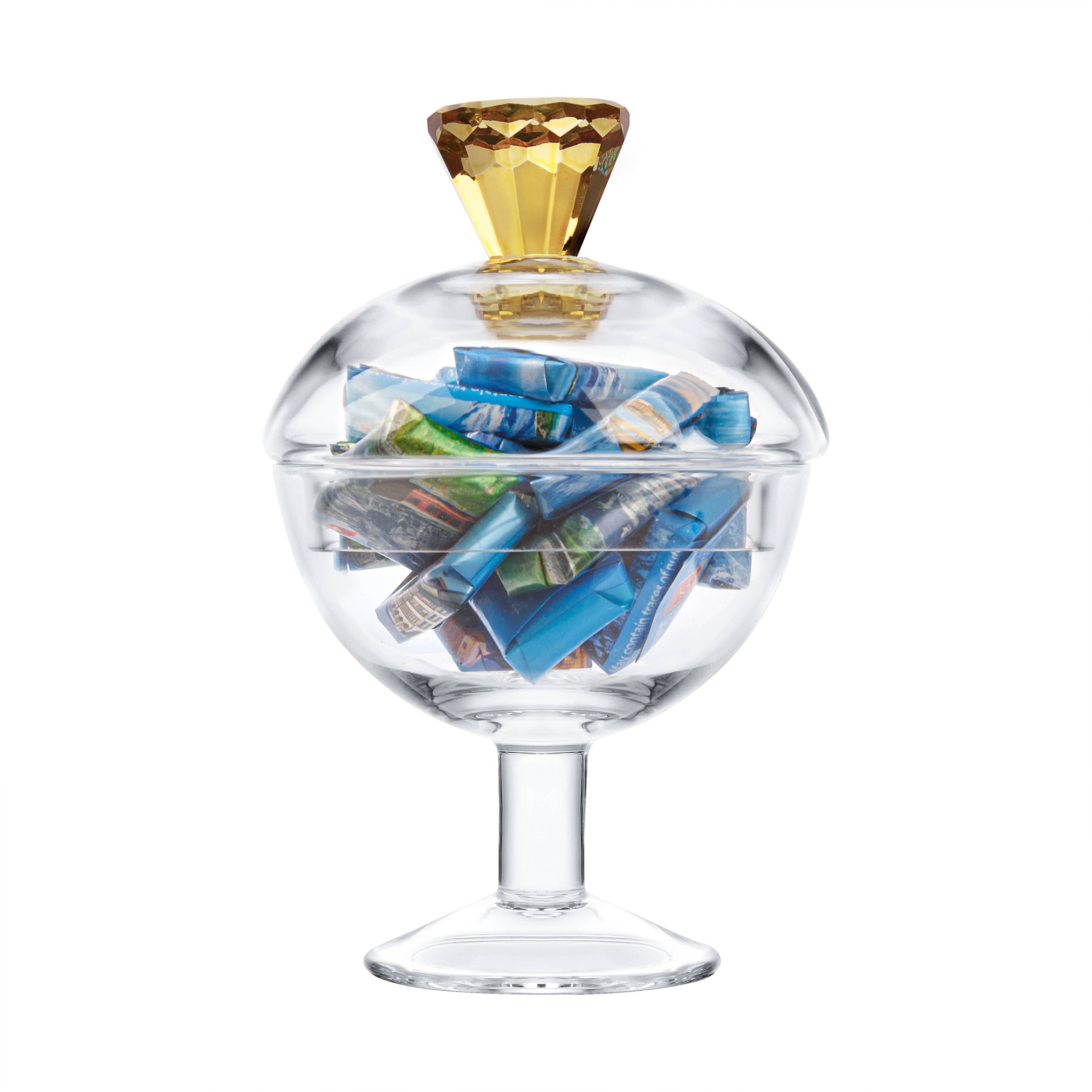 VIVIENCE - Venta al por mayor Tarros decorativos - Tarro de vidrio con base y asa en forma de diamante en colores (2 tamaños)2