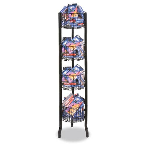 Specialty Store Services - Wholesale Retailer Display Stand/Case - Black 4 Tier Round Wire Bin Dump Display