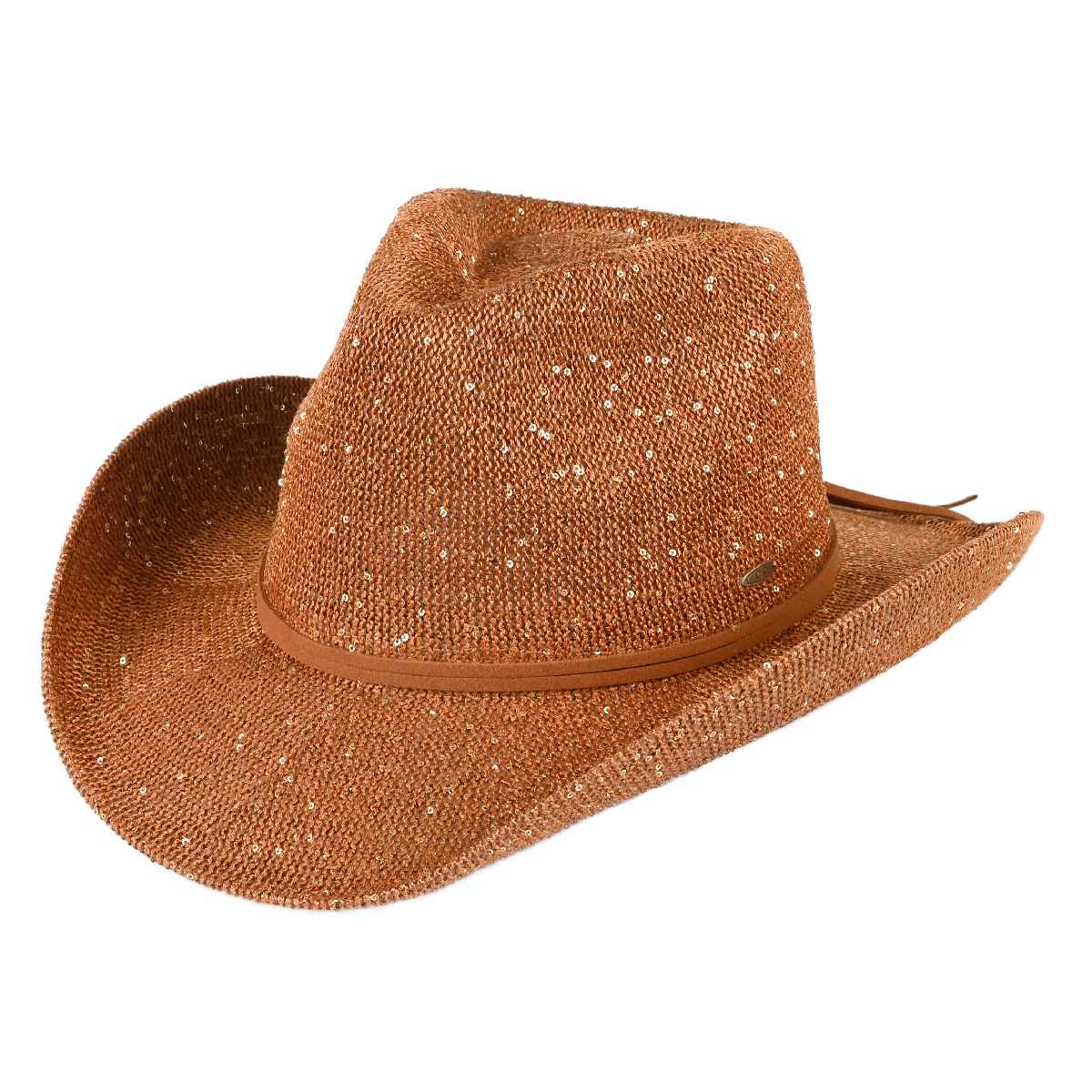 Fashion City – wholesale Cowboyhatt - Dam – Paljett Cowboyhatt med mocka String10