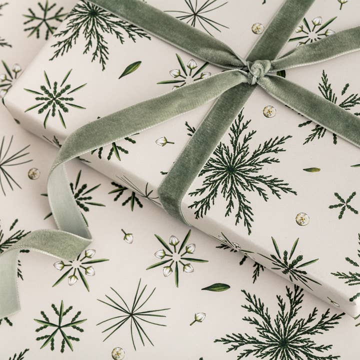 Catherine Lewis Design - Wholesale Flat Wrap - Festive Foliage - Ivory - Christmas Gift Wrap1