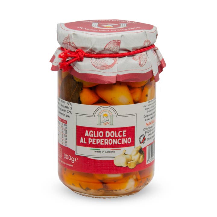 Paradiso dei Golosi Srl - Wholesale Pickled vegetables - Whole Garlic with Chili Pepper, Laurel and Oregano - 300g
0