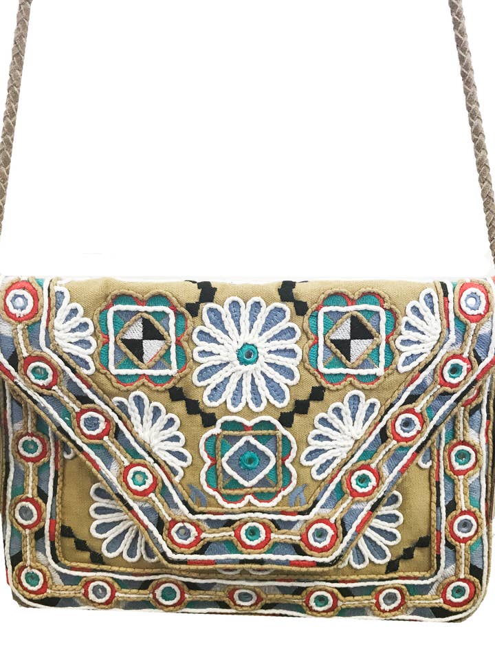 CLUTCH EMBROIDERED BOHEMIAN for wholesale by Ricki designs