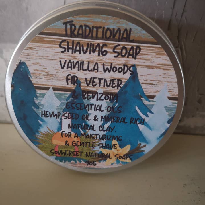 Jabón de afeitar tradicional Vanilla Woods para venta al por mayor de somerset natural soaps