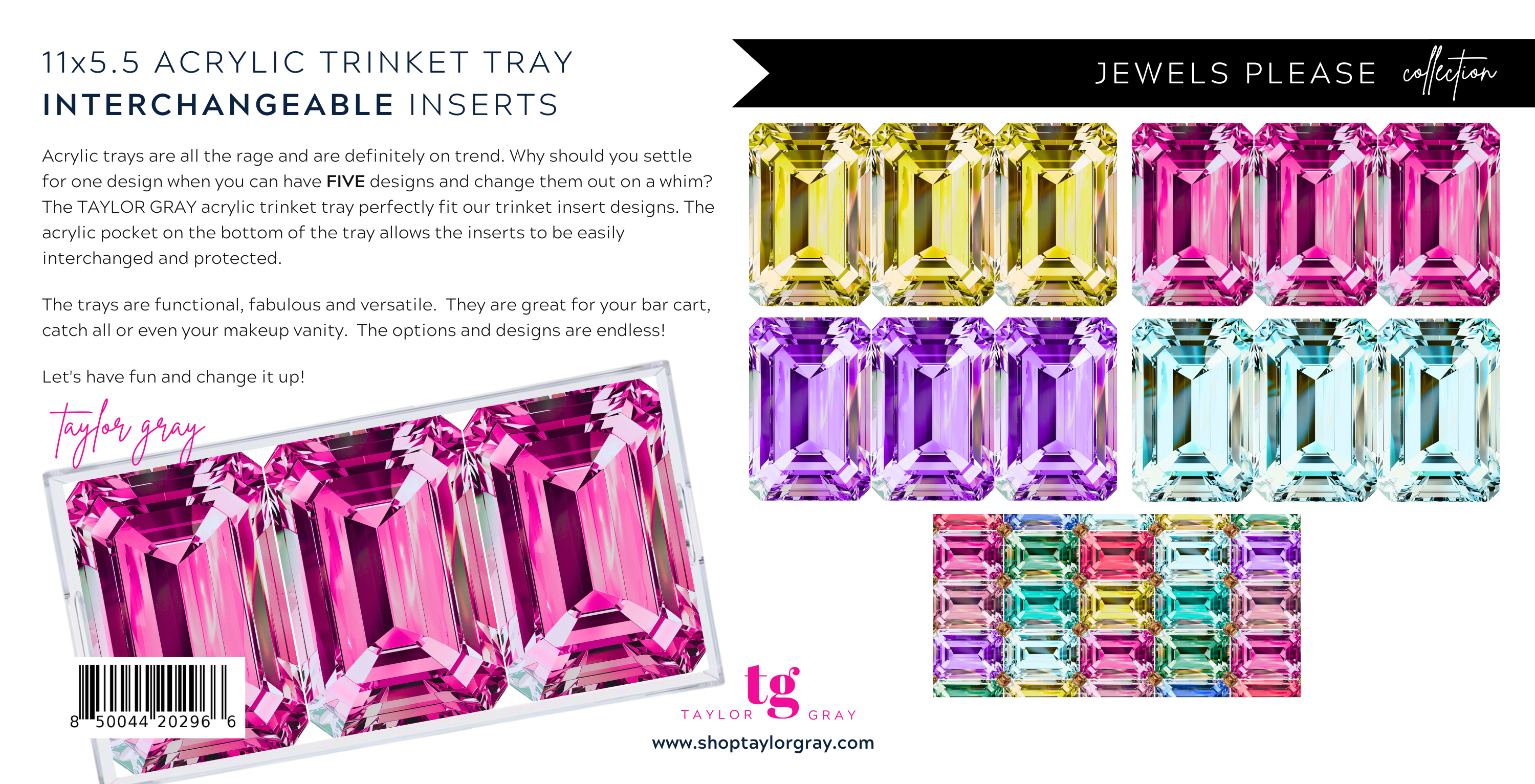 TAYLOR GRAY - Wholesale Decorative Tray - 5.5x11 JEWELS PLEASE trinket tray insert set of 57