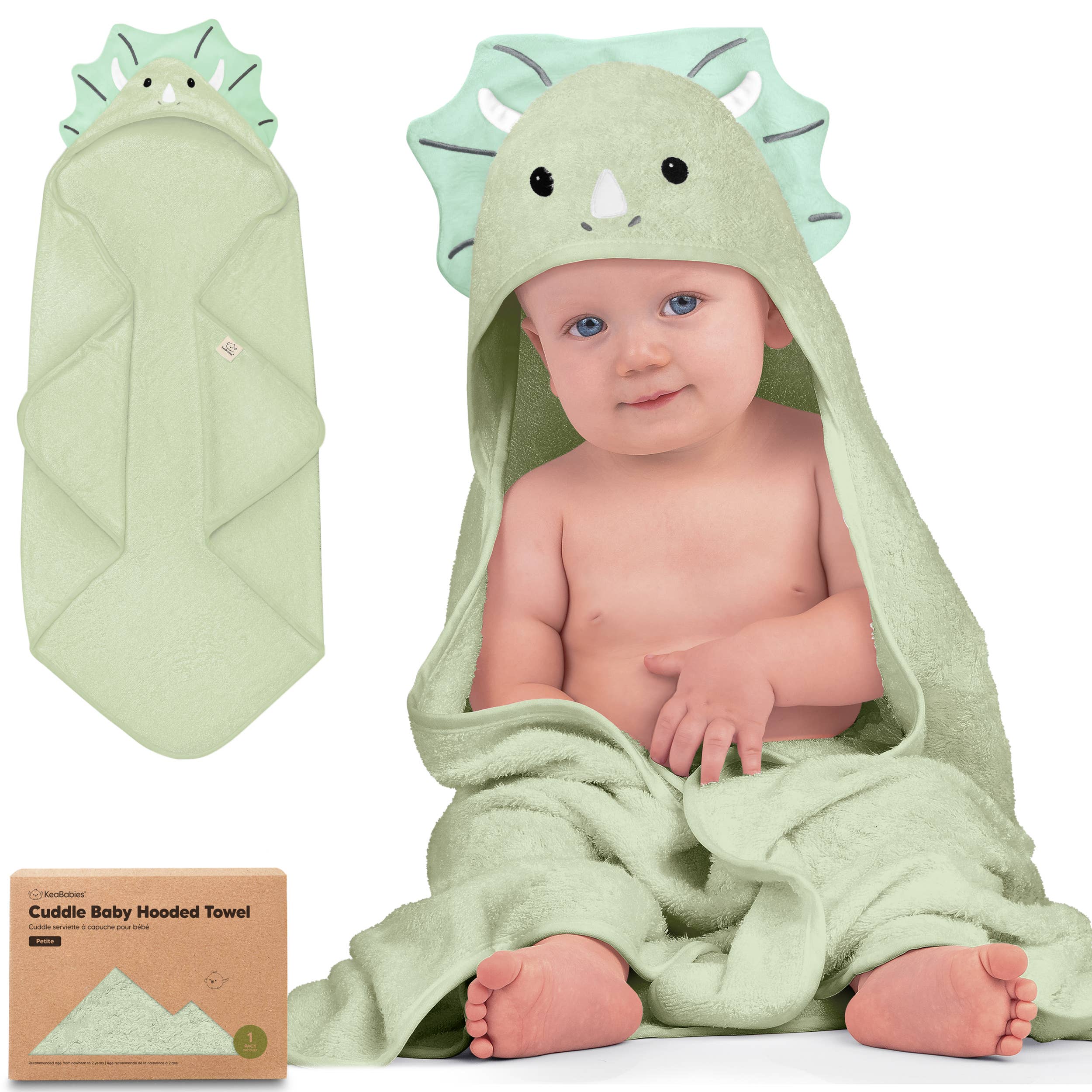 Triceratops KeaBabies Cuddle Baby Hooded Towel for wholesale on Faire10
