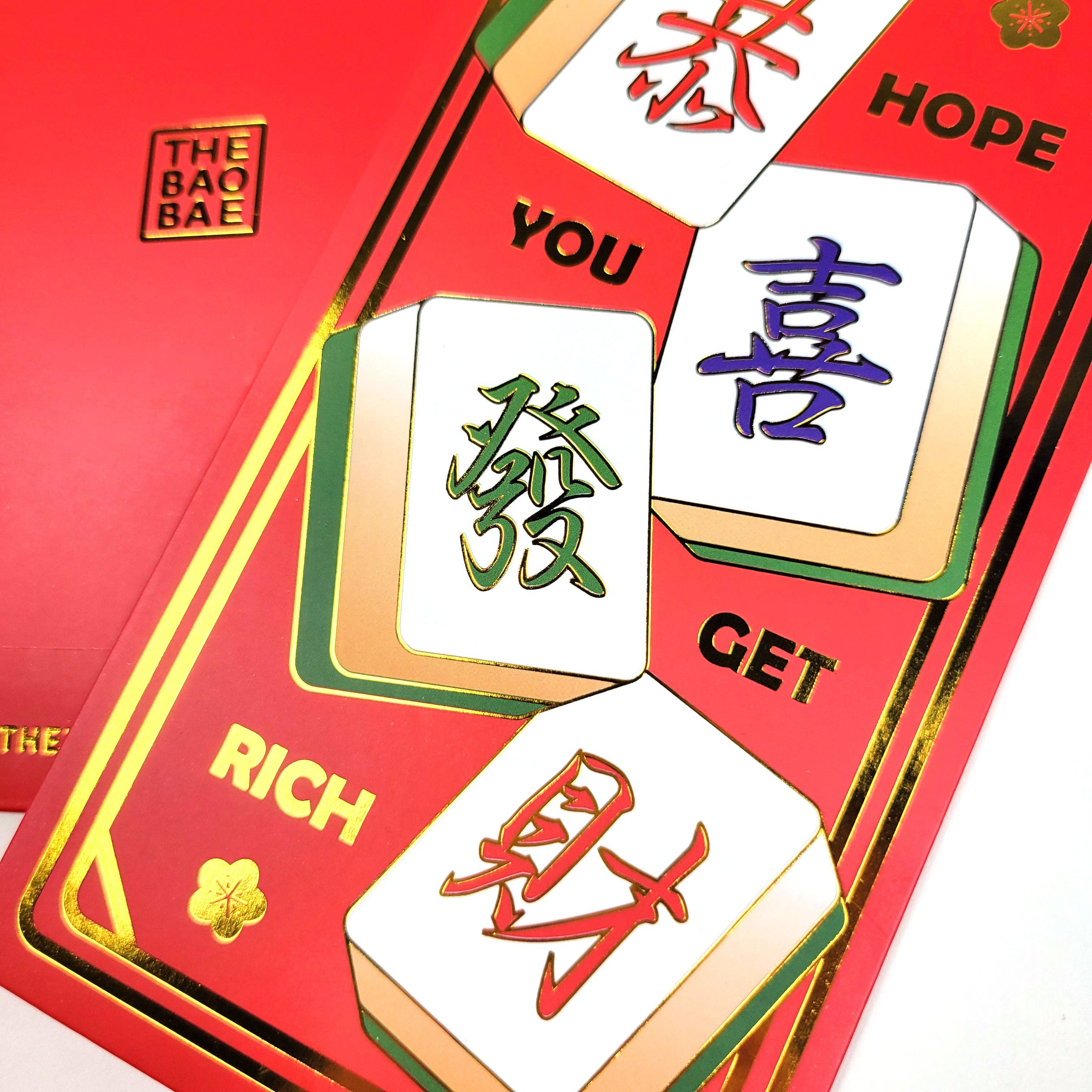 The Bao Bae - Wholesale Envelopes - Hope You Get Rich Mahjong "Gung Hay Fat Choy" New Year Red Envelopes2