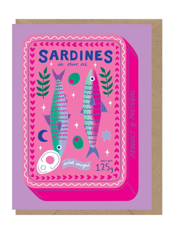 TRINK3 Sardines Greeting Card for wholesale by Earlybird Designs