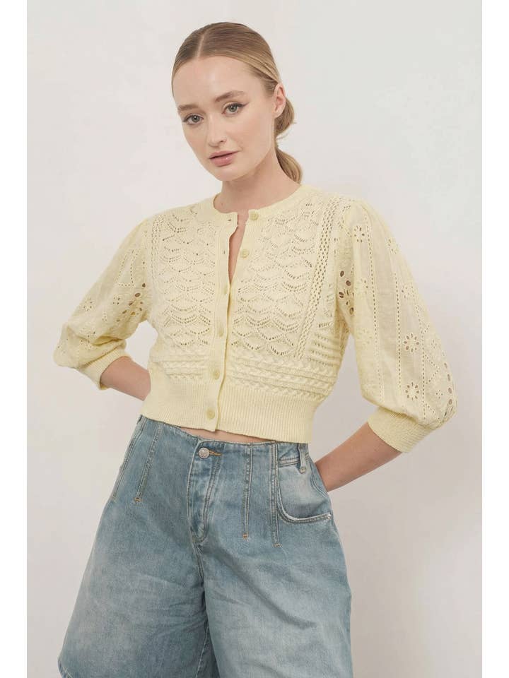 Aaron & Amber - Wholesale Cardigan - Women's - MAS2722 HENDRY 3/4 SLEEVES SEE THROUGH CARDIGAN17