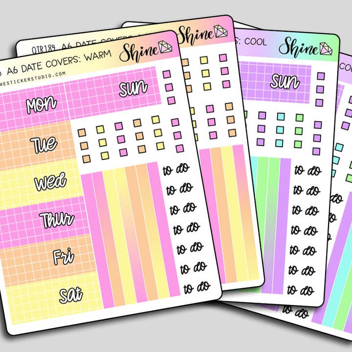 A6 Hobonichi Date Cover Stickers for wholesale by Shine Sticker Studio