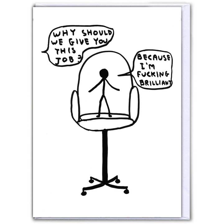 LARGE CARD - Funny Leaving Card By David Shrigley - New Job for wholesale by David Shrigley x Brainbox Candy