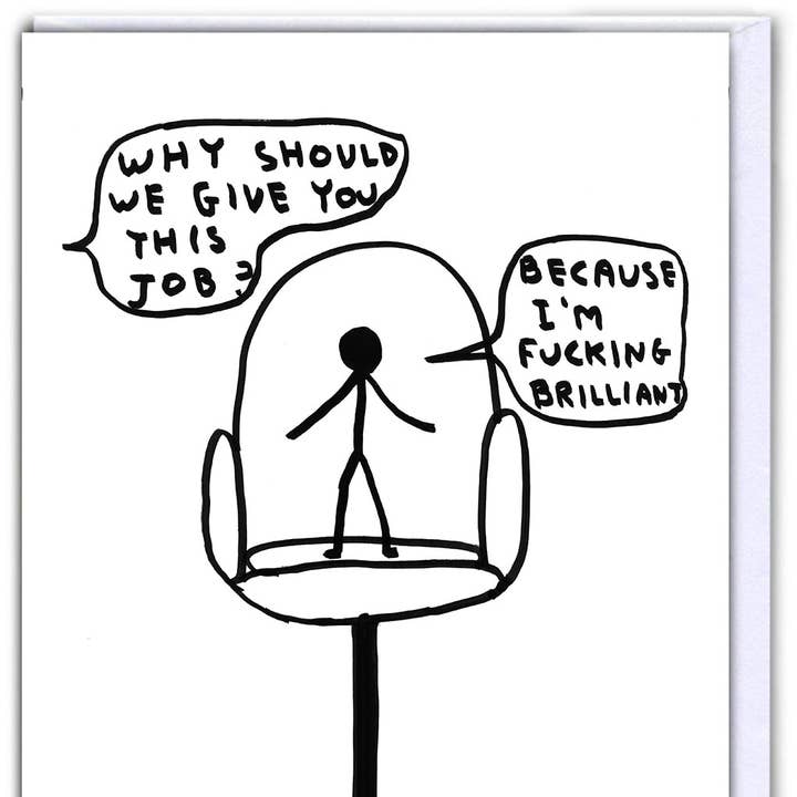 David Shrigley x Brainbox Candy – Großhandel Abschiedskarte – Große Karte — lustige Abschiedskarte — New Job von David Shrigley
