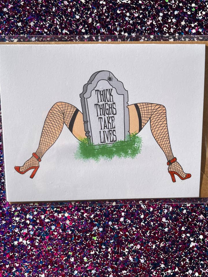 Dicke Oberschenkel nehmen Leben — Grußkarte für den Großhandel von Savage Sins