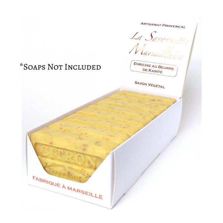 French Soap Wholesale – wholesale Retailer display – Beauty & wellness – White Card Display Box for 125g Soaps1