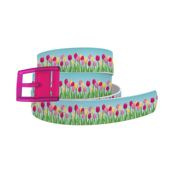 Tulips Belt with Hot Pink Buckle Combo for wholesale by C4 Belts & Accessories