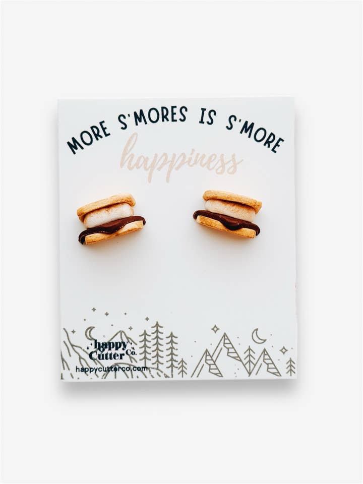 Boucles d'oreilles à tige S'mores grillées | Cadeau pour les amateurs de desserts gourmands pour la vente par Happy Cutter Co